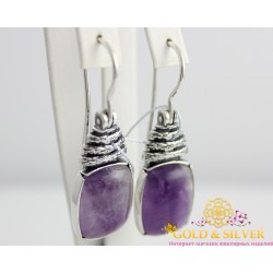 Серебряные серьги Статус аметист шеврон 2456ам